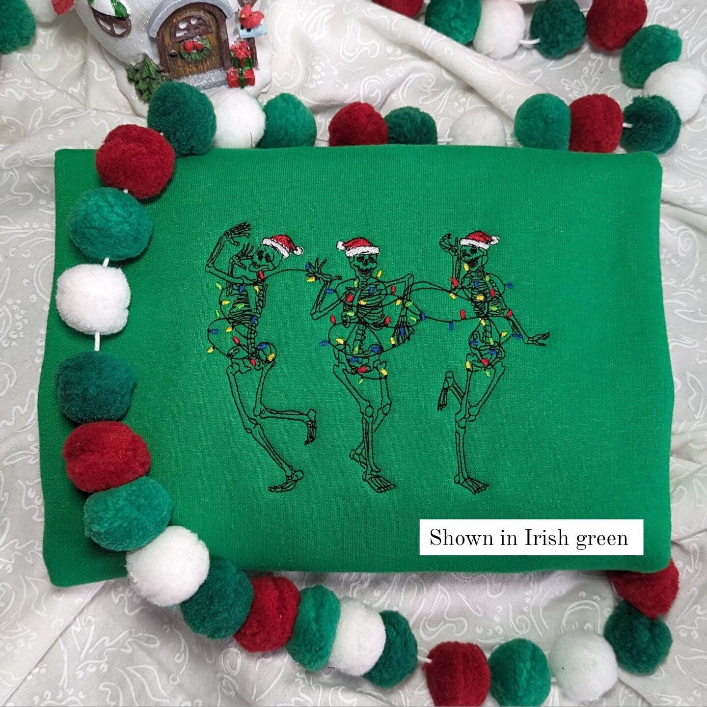 Embroidered Christmas Skeleton Sweatshirt