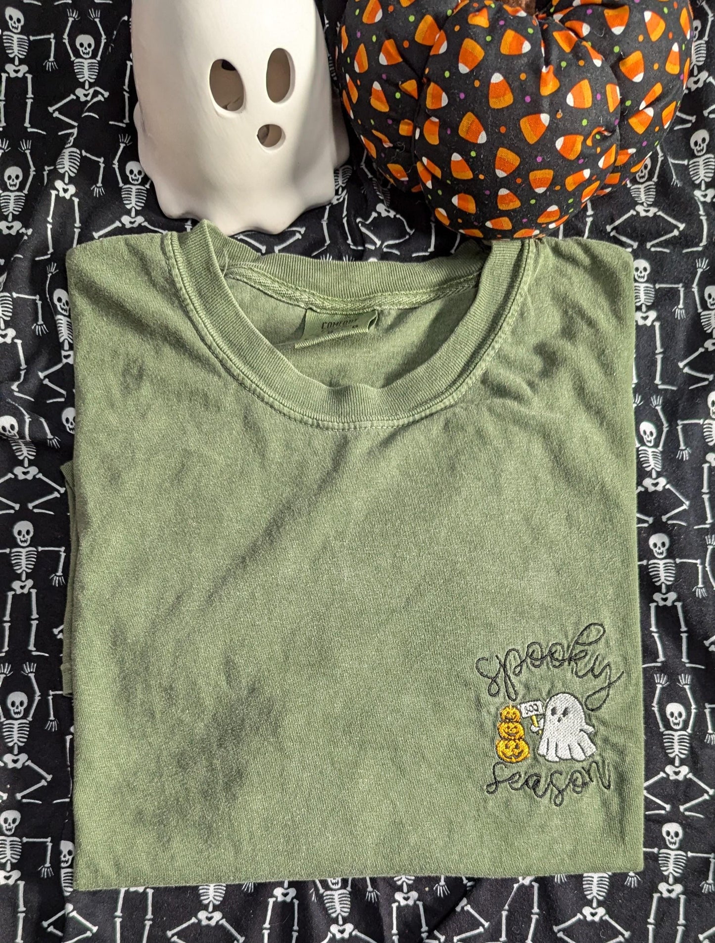 Embroidered Spooky Season Ghost T-Shirt