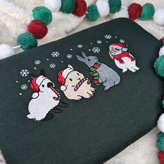 Embroidered Christmas Bunny Sweatshirt