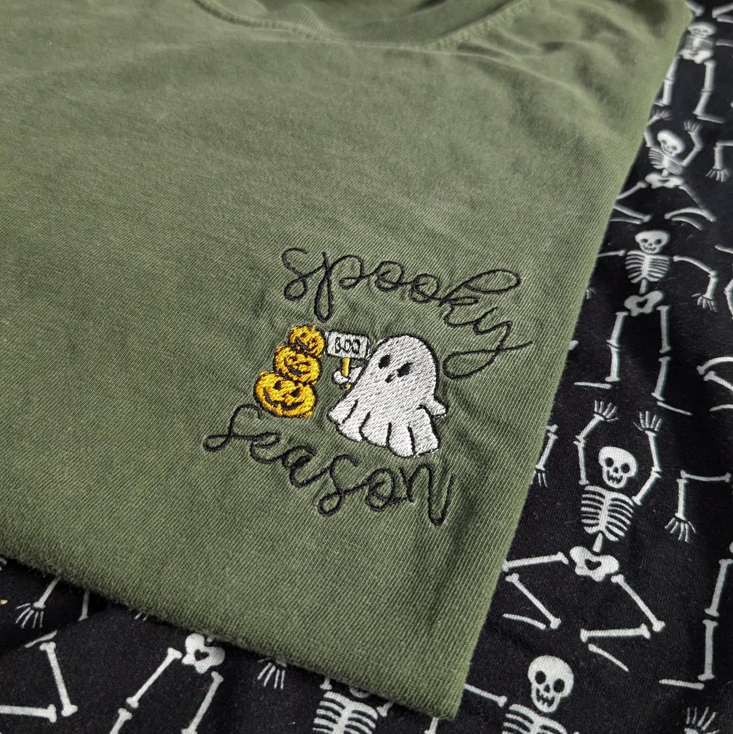 Embroidered Spooky Season Ghost T-Shirt