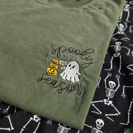 Embroidered Spooky Season Ghost T-Shirt