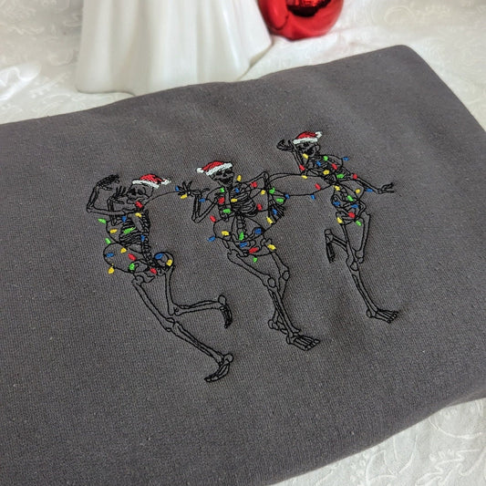 Embroidered Christmas Skeleton Sweatshirt