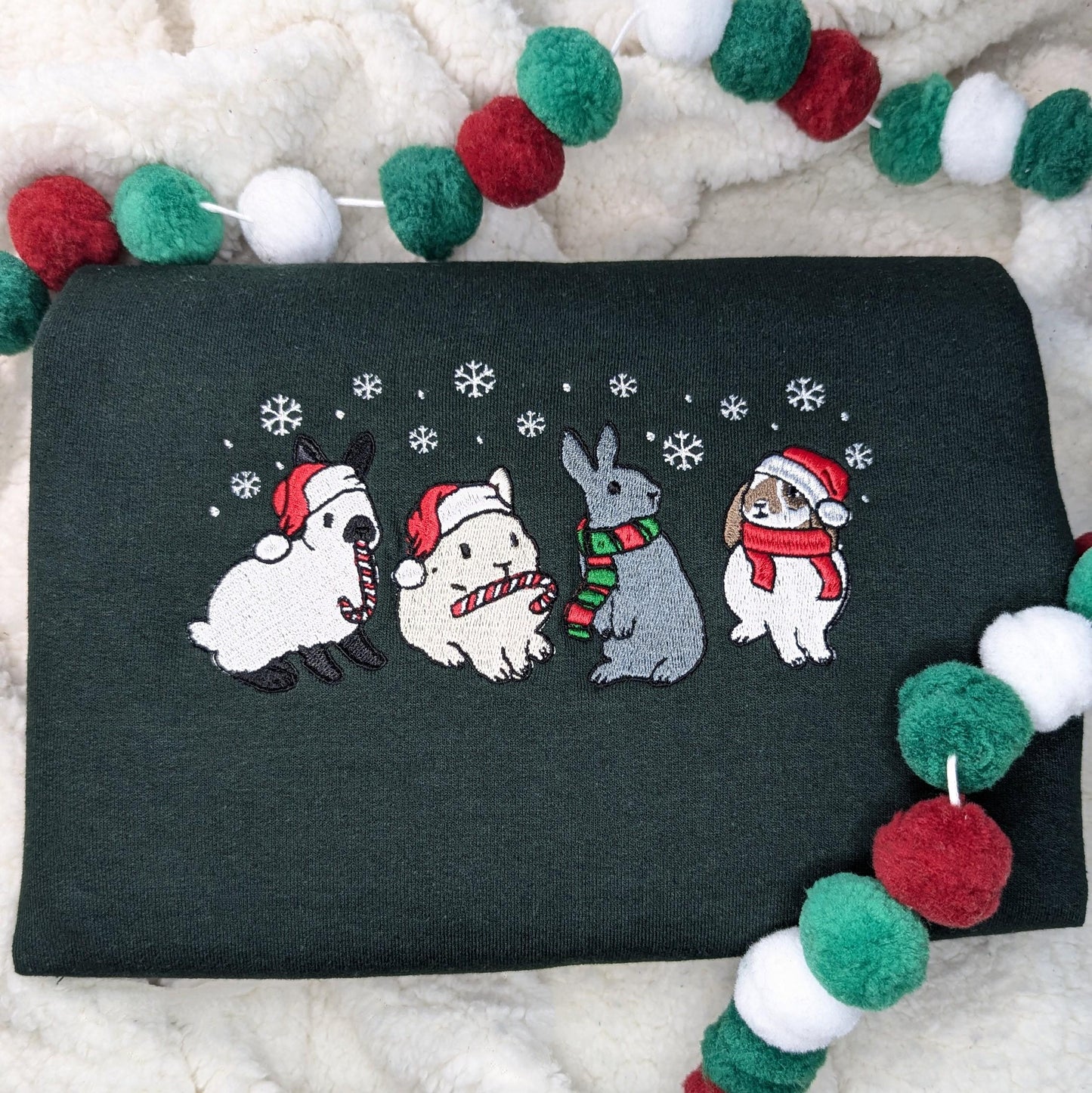 Embroidered Christmas Bunny Sweatshirt