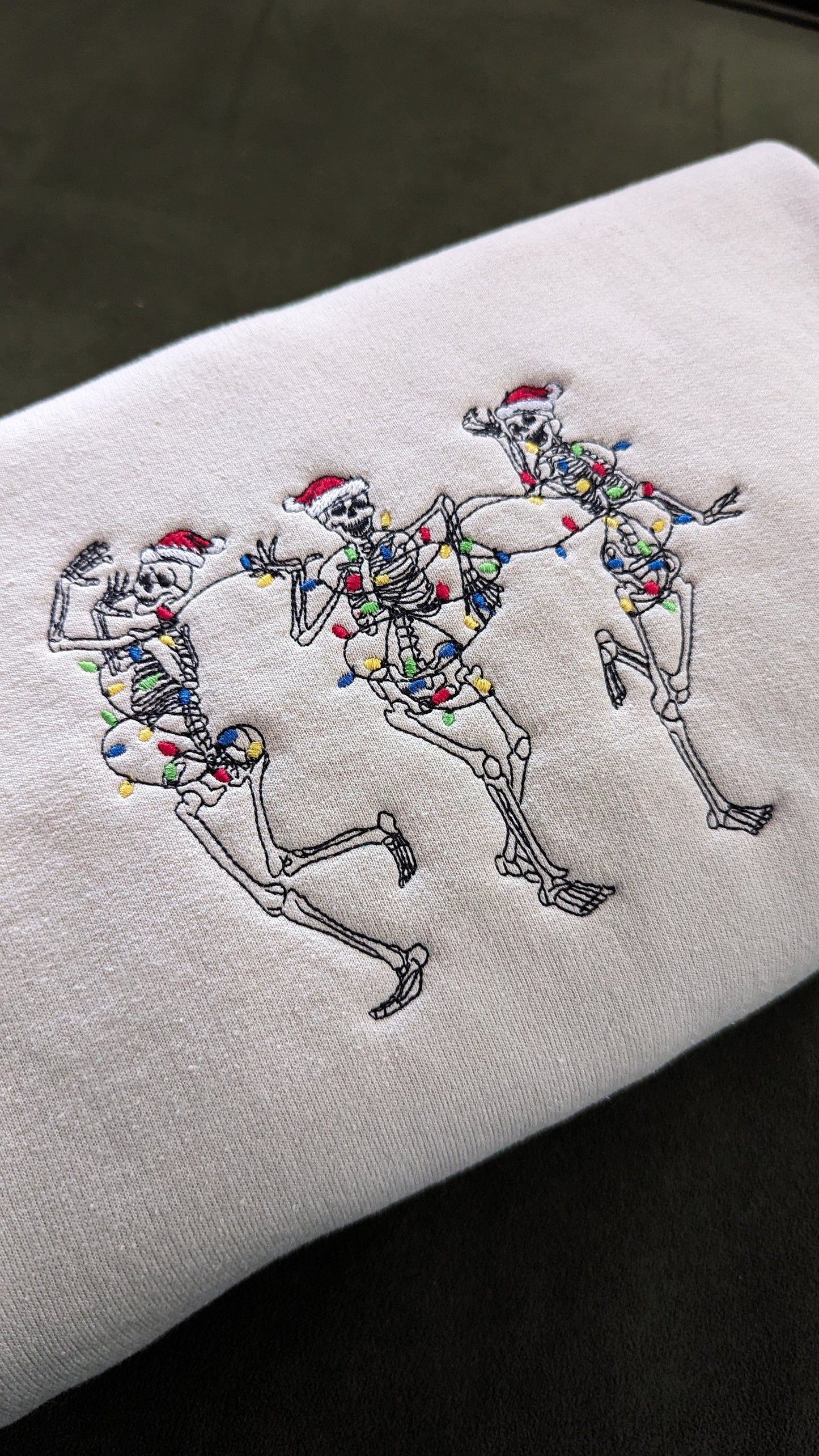 Embroidered Christmas Skeleton Sweatshirt