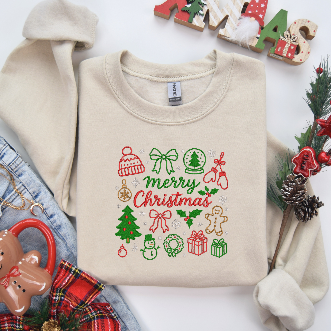 Embroidered All Booked For Christmas Sweatshirt