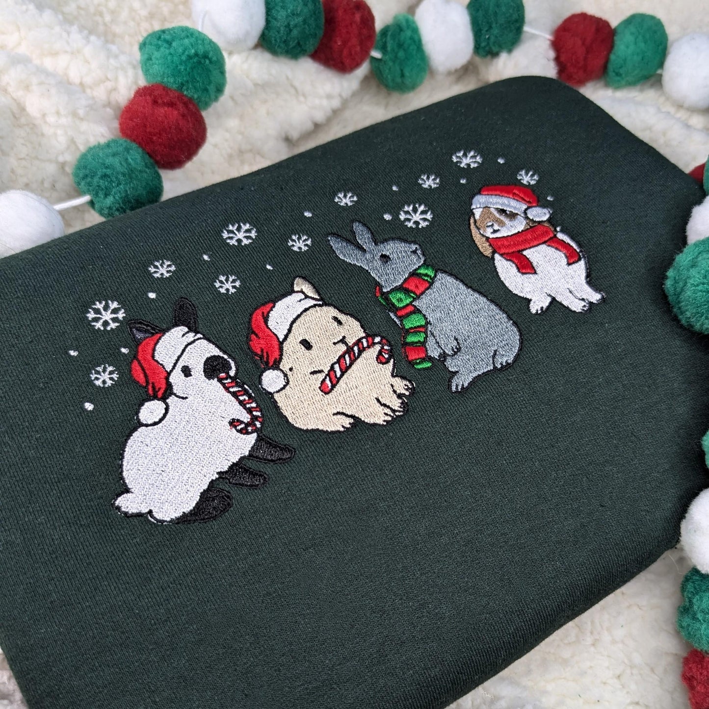 Embroidered Christmas Bunny Sweatshirt