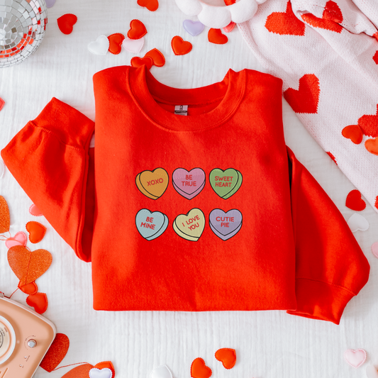 Embroidered Conversation Heart Sweatshirt