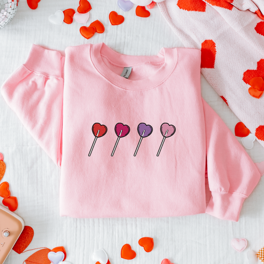 Embroidered Heart Lollipop Sweatshirt