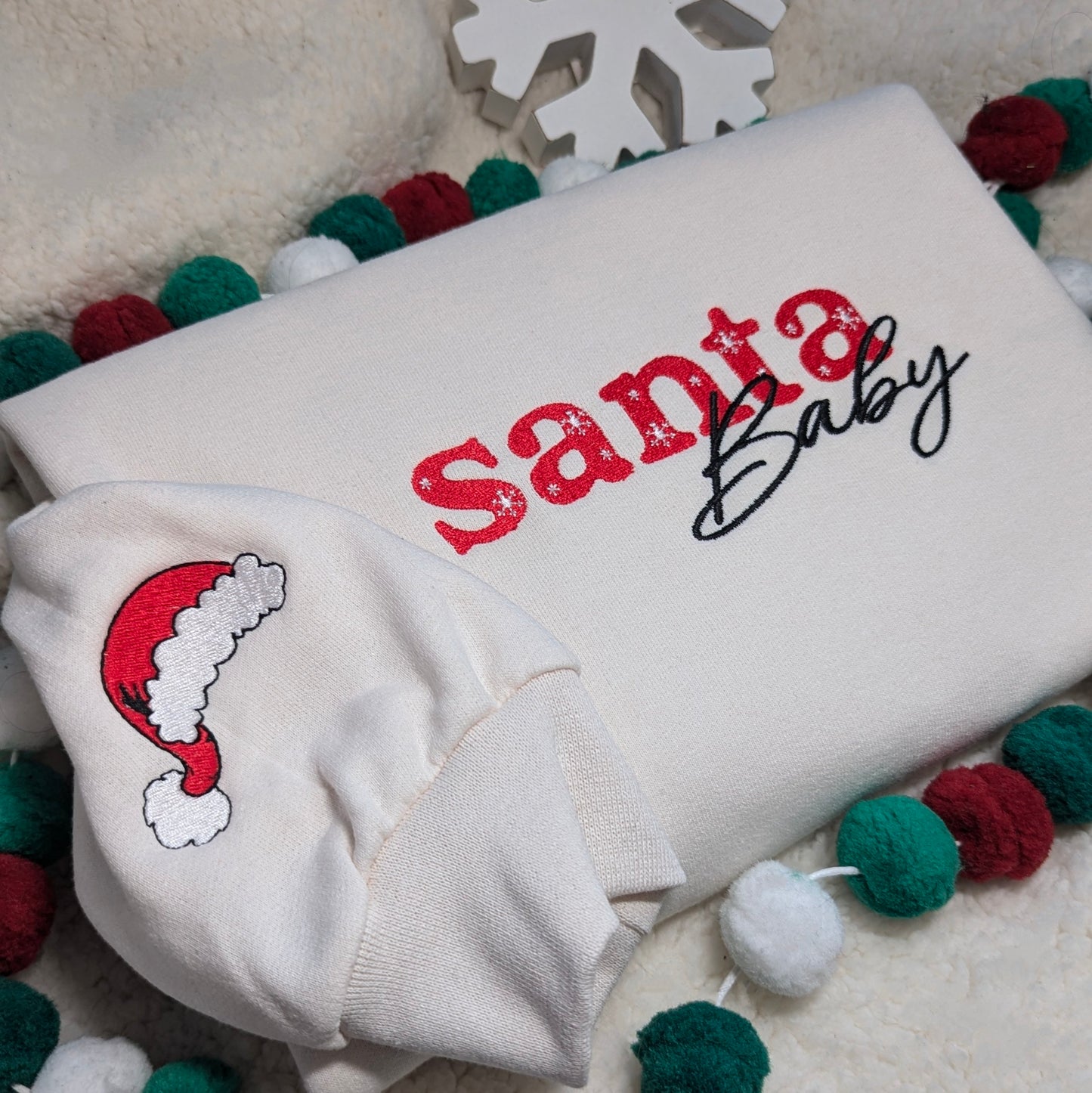 Embroidered Santa Baby Sweatshirt