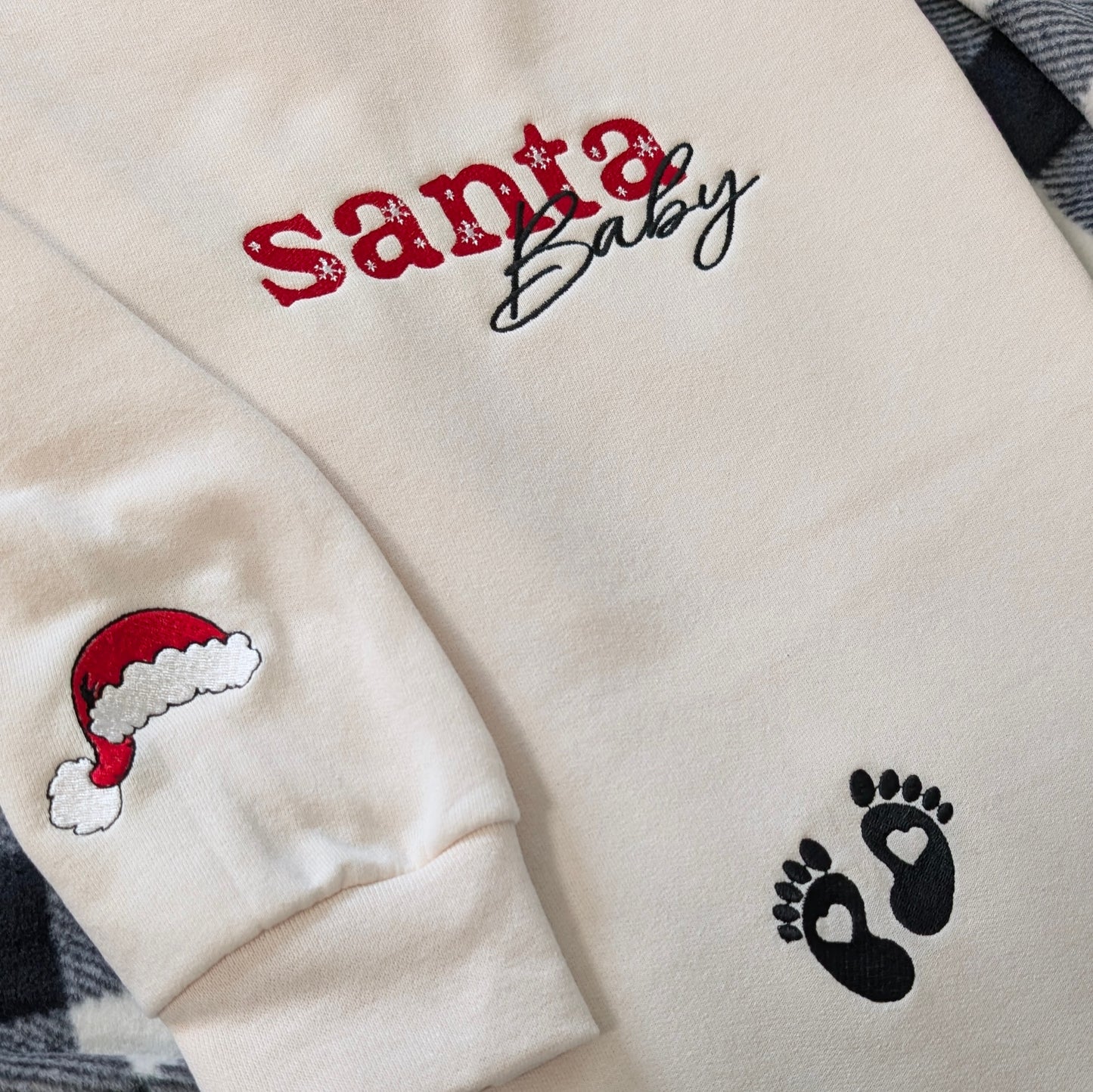 Embroidered Santa Baby Pregnancy Announcement Sweatshirt